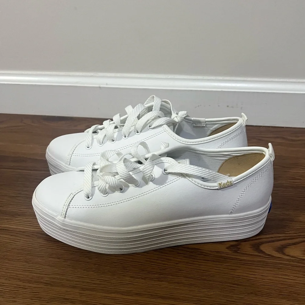 NEW Keds White Triple Up Leather Platform Sneakers Size 9 US $75_3